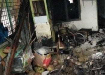 Lokasi rumah yang terbakar dan menewaskan suami istri di Lubuk Pakam.