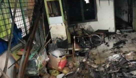 Lokasi rumah yang terbakar dan menewaskan suami istri di Lubuk Pakam.