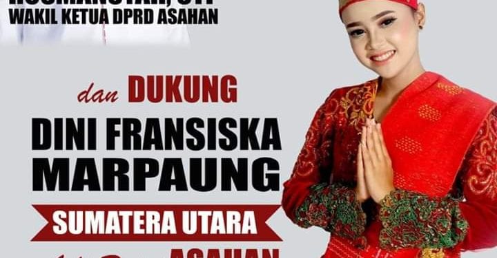 Postingan Rosmansyah yang mengajak warga Asahan mendukung Dini di liga dangdut Indonesia 2020.