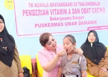 Polres Tanjungbalai Berikan Asupan Vitamin A dan Obat Cacing Kepada Murid TK Kemala Bhayangkari 09