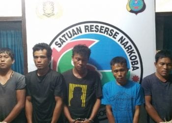 Kelima tersangka sabu di Taput.
