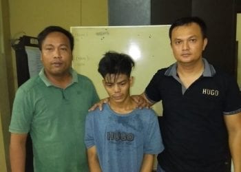 (Ignatius siagian/taslabnews) Tersangka Muhammad Ikhsan Manurung saat diamankan di Polres Tanjungbalai.