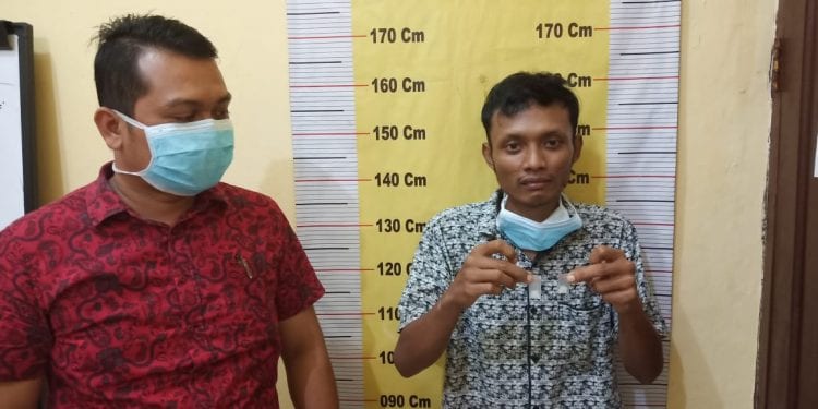 Tersangka narkoba di Sergai saat diringkus polisi.