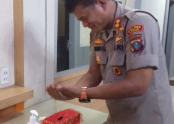 Polres Asahan Sediakan Anti Septic untuk Cegah Penyebaran Virus Corona