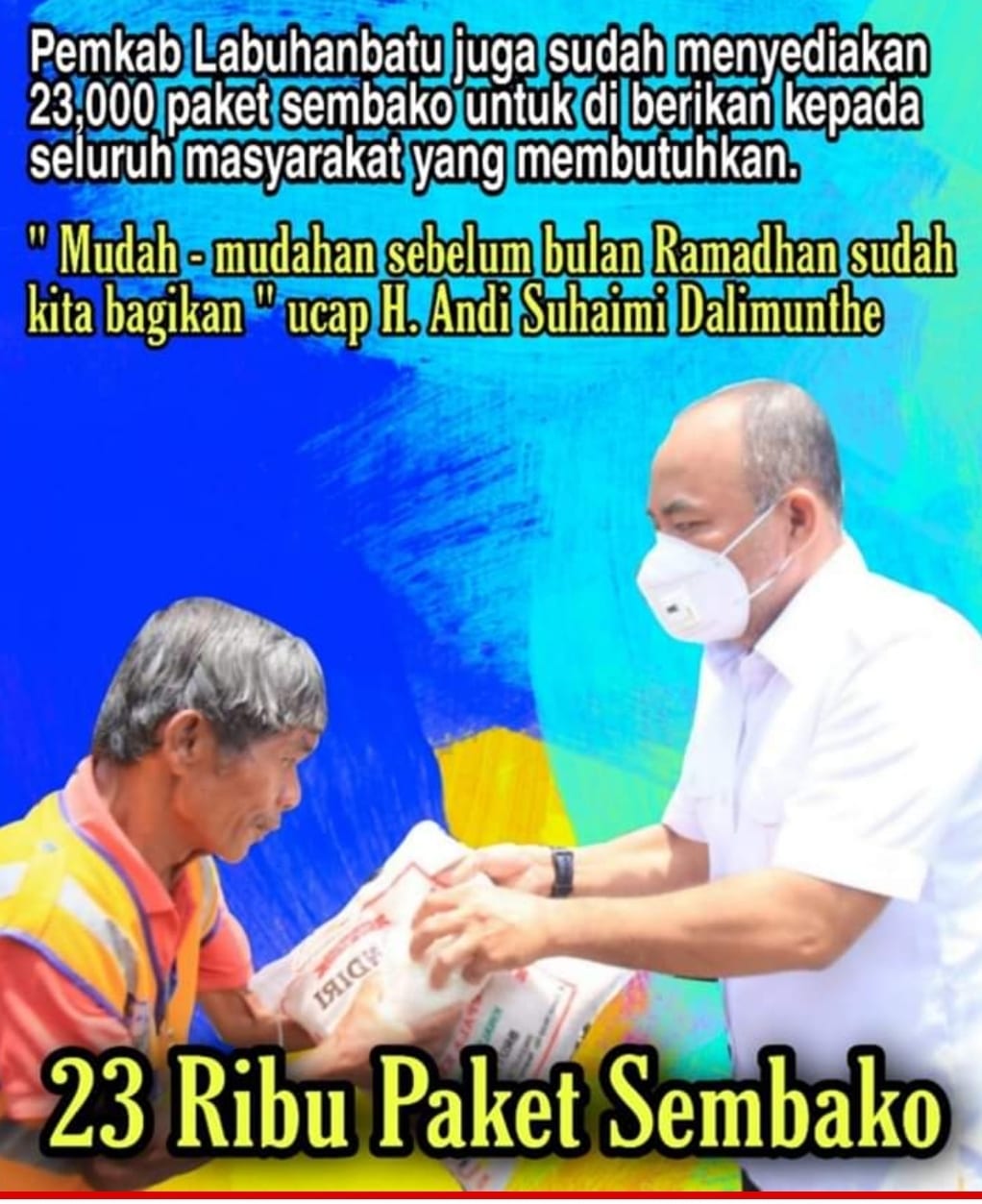Pemberian sembako untuk warga Labuhanbatu.