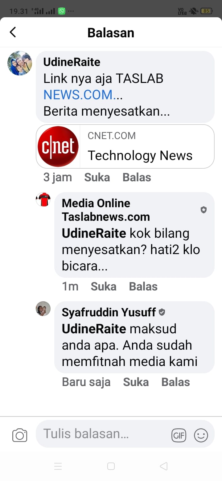 Postingan komentar oknum Brimob Kota Tanjungbalai yang menyatakan berita imbauan MUI Asahan memperbolehkan warga sholat tarawih berjamaah menyesatkan.