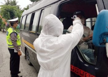 Operasi Ketupat Toba 2020, Sat Lantas Polres Tanjungbalai Gelar Kegiatan Pencegahan Virus Corona