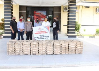 Bantuan telur yang diterima Polres Sergai.