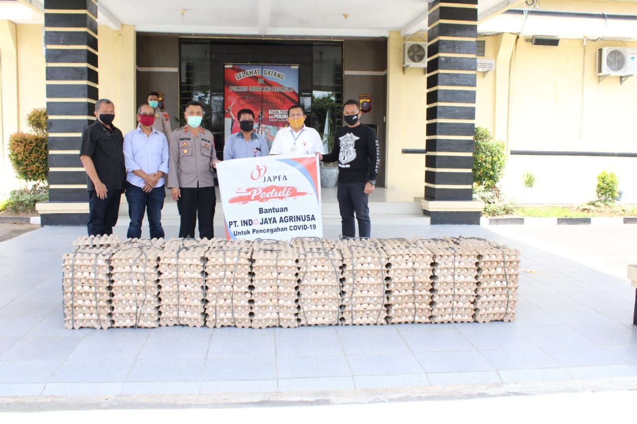 Bantuan telur yang diterima Polres Sergai.