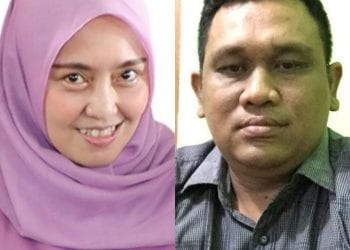 Mantan Ketua PKK Hj Winda dan Ketua Laskar Jokowi Asahan Agus Salim Simatupang.