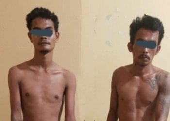 Dua tersangka pelaku pencurian di Labusel yang diringkus polisi.
