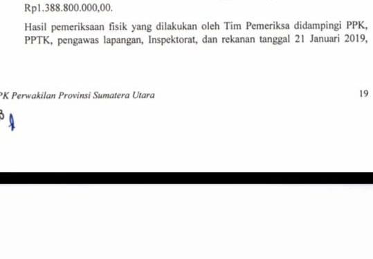 Bukti temuan BPK atas proyek bermasalah di PUPR Asahan