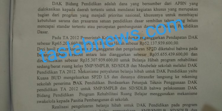 Temuan BPK atas laporan keuangan Pemkab Asahan