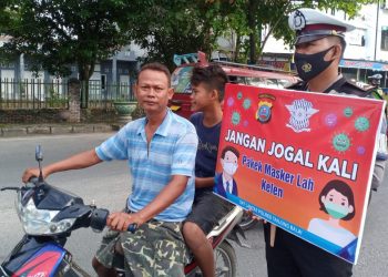 Antisipasi Covid-19, Sat Lantas Polres Tanjungbalai Rutin Sosialisasikan Protokol Kesehatan