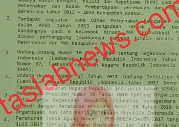 Bukti surat resmi dari Kejatisu untuk memeriksa aliran dana PKK masa kepemimpinan Hj Winda Fitrika