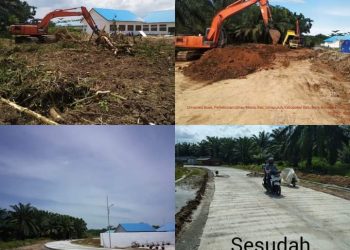 Kondisi Akses jalan ke RSU Batubara dan SMKN 1 sebelum dan setelah diperbaiki.