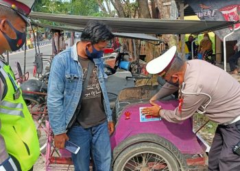 Cegah Penyebaran Covid-19, Polres Tanjungbalai Imbau Pengendara Patuhi Protokol Kesehatan