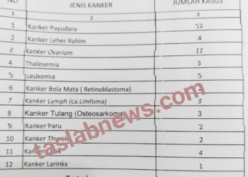Data warga Asahan yang menderita kanker