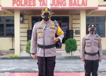 Kapolres Tanjungbalai Pimpin Apel Pergeseran Personil Pengamanan TPS Pilkada 2020