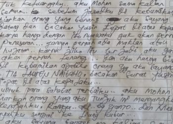 Surat cinta dari korban untuk kekasihnya