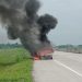 Mobil Dinas BPPRD Batubara Terbakar di Jalan Tol