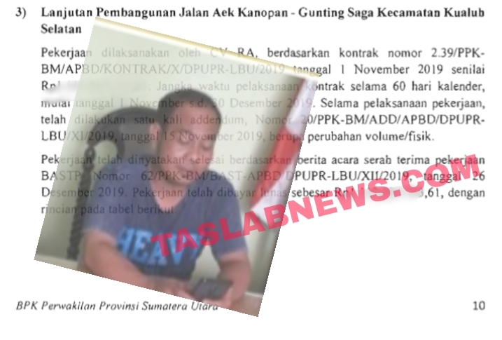 Hasil temuan BPK atas pengerjaan proyek di PUPR Labura