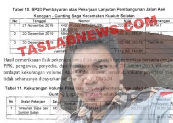 Bukti temuan BPK atas pengerjaan proyek di Labura, Insert Khairul Anhar Harahap SH
