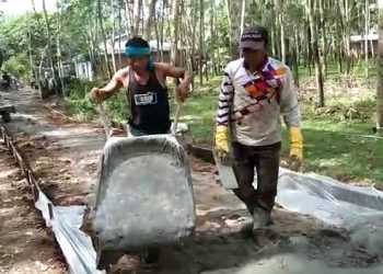 Pekerjaan Rabat Beton Jalan di Desa Sukadamai Milik Distan Terkesan Asal Jadi