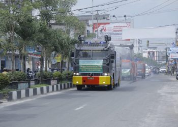 Pemkab Asahan, Kodim dan Polres Gelar Penyemprotan Massal