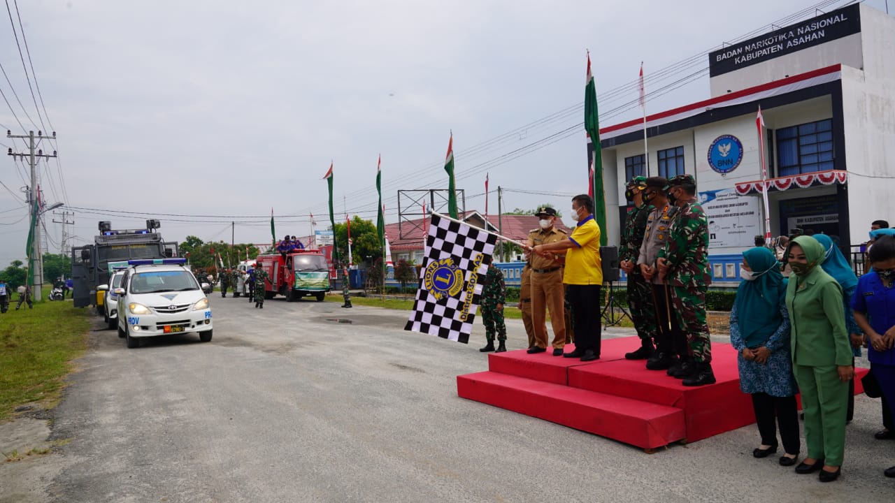 Pemkab Asahan, Kodim dan Polres Gelar Penyemprotan Massal