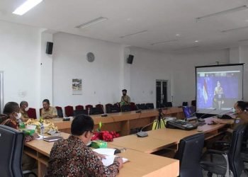 Suasana Rakor Lounching Secara Virtual di Ruangan Rapat Bupati Labuhanbatu.