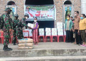 DANYONIF 126/KC Asahan Salurkan Bantuan Semen dan Sembako