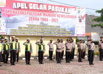 Kapolres Tanjungbalai Pimpin Apel Gelar Pasukan Operasi Kepolisian Mandiri Kewilayahan Zebra Toba 2021