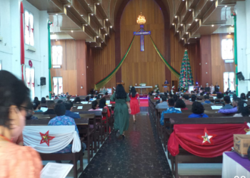 Personel Polres Asahan Amankan Ibadah Natal Oikumene 2021 di Gereja GKPI Kisaran