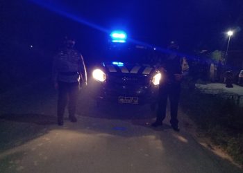 Personel Polsek Sei Kepayang Asahan Patroli Blue Light di Jalan Lintas Desa Sei Lunang