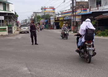 Personel Polres Asahan Atur Arus Lalulintas di Sejumlah Jalan dii Kota Kisaran