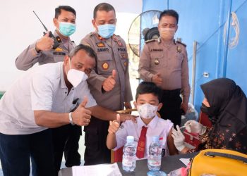 Dukung PTM Sekolah Dasar, Polres Tanjungbalai Gelar Vaksinasi Anak Usia 6 hingga 11 Tahun