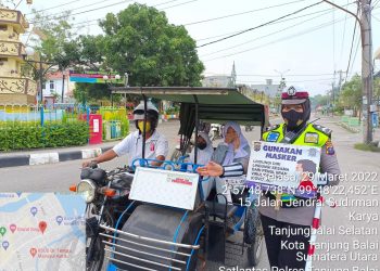 Polres Tanjungbalai Manfaatkan Betor Untuk Ingatkan Warga Agar Memakai Masker