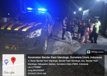 Personel Polsek BP Mandoge Polres Asahan Patroli Asmara Subuh