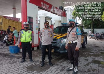 Polsek Pulau Raja Monitoring Ketersediaan BBM Solar di 2 Lokasi SPBU