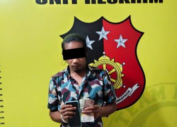 MH, pelaku judi online diamankan di Mapolsek Kualuh Hulu. 