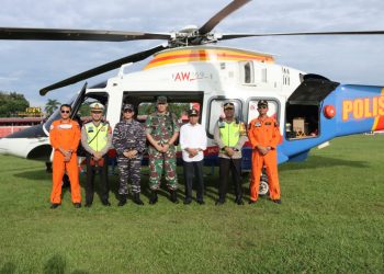 Pantau Arus Balik, Kapolres Asahan dan Forkopimda Naik Helikopter
