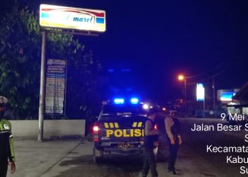 Personel Polsek Prapat Janji Polres Asahan Patroli Blue Light