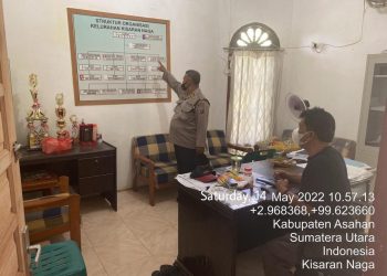 Personel Polres Asahan Sampaikan Imbauan Prokes di Kantor Lurah Kisaran Naga