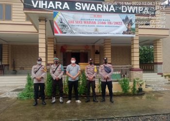 Personel Polsek Air Joman Patroli Pengamanan di Vihara Swarna Dwipa