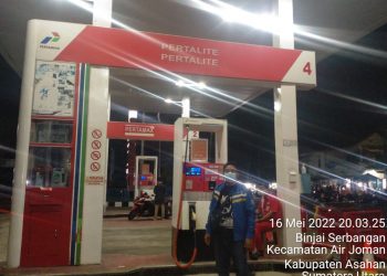 Personel Polsek Air Joman Polres Asahan Monitoring ke SPBU Simpang Butong