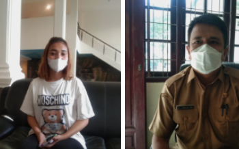 Cici Nopitri karyawati Hotel NI dan Kabid Hubungan Industri Disnaker Asahan ZI Panjaitan