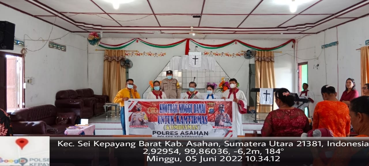 Bhabinkmatibmas Polsek Sei Kepayang Laksanakan Kebaktian Kotbah Minggu Damai