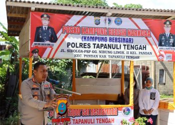  (Zatam/Taslab News)  Kapolres Tapteng meresmikan Posko Kampung Bersinar di Kelurahan Pandan