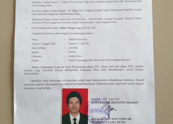 Inspektorat Asahan Keluarkan Surat Rekomendasi Pilkades Incumbent Suka Jadi